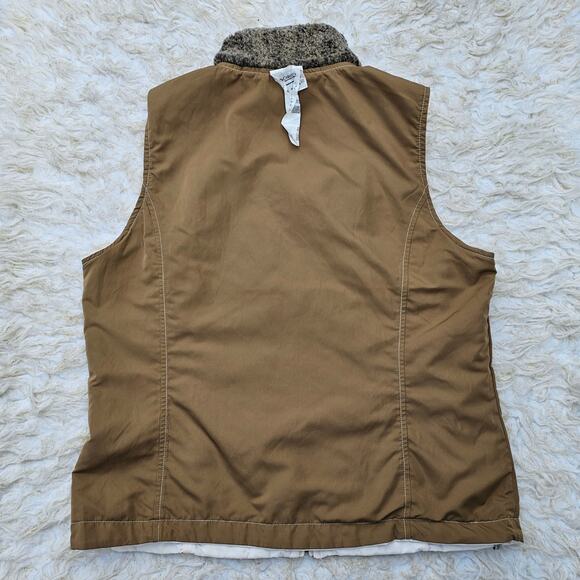 Fur Trim Vest Columbia Quiet Canyon Size M Med White Tan Zip Front Reversible - Picture 10 of 13